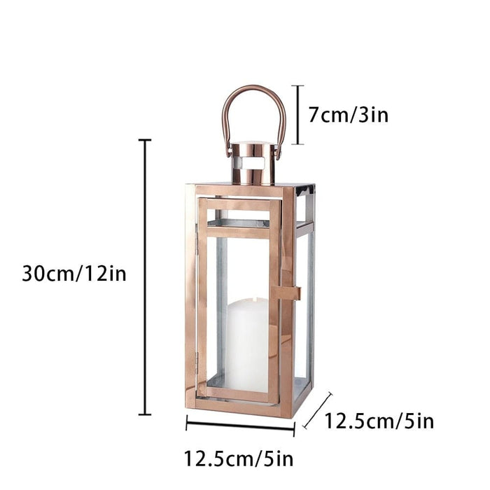 Rose Gold Candle Hanging Lantern for Indoor Outdoor Home