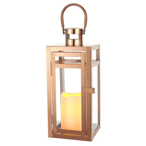 Rose Gold Candle Hanging Lantern For Indoor Outdoor Home