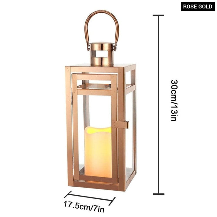 Rose Gold Candle Hanging Lantern for Indoor Outdoor Home