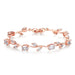 Rose Gold Colour Leaf Chain & Link Bracelet With Red