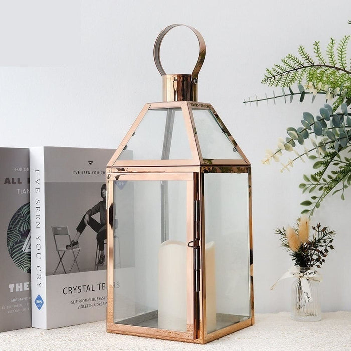 Rose Gold Stainless Steel Candle Holder Lanterns