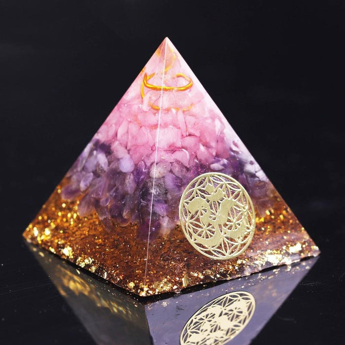 Rose Quartz Healing Orgone Pyramid With Om Symbol Energy