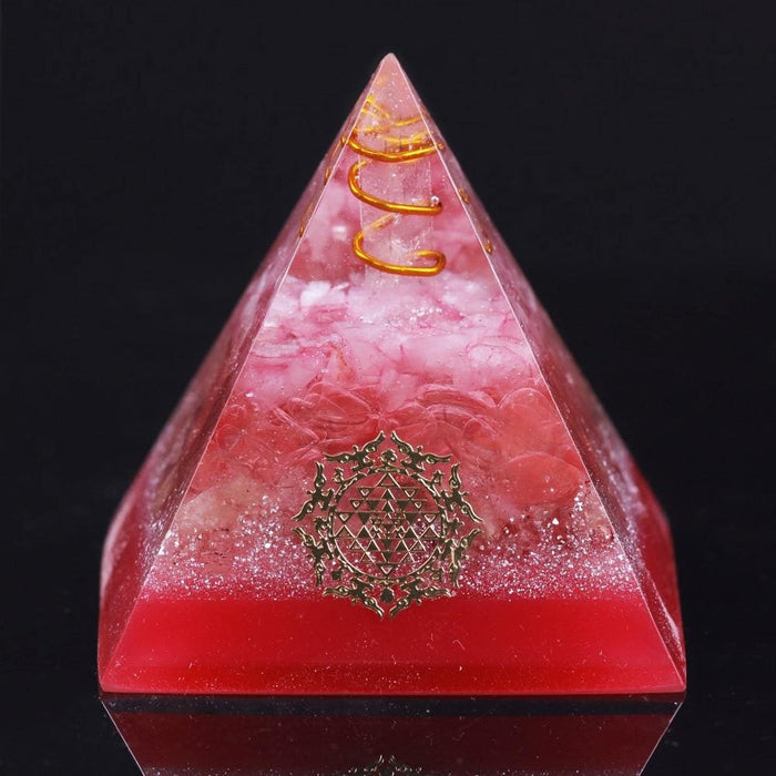 Rose Quartz Orgone Pyramid Energy Chakra Balancing Gemstone