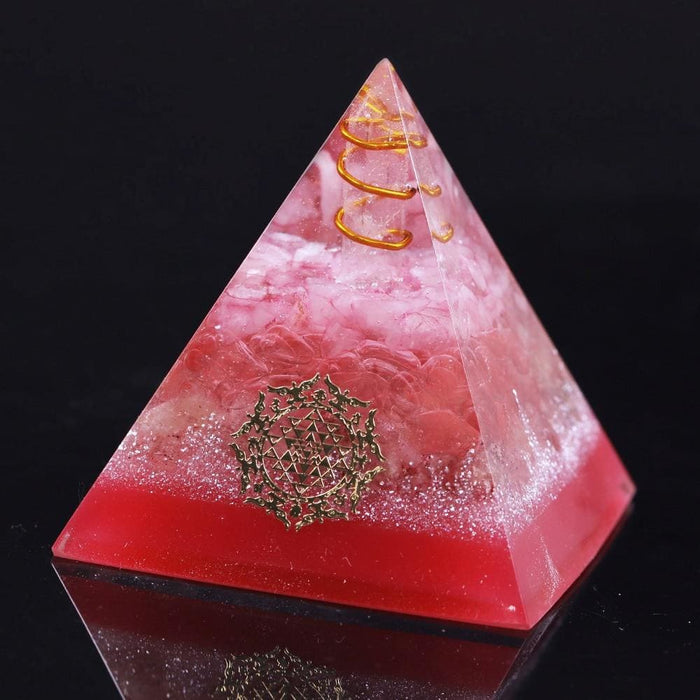 Rose Quartz Orgone Pyramid Energy Chakra Balancing Gemstone