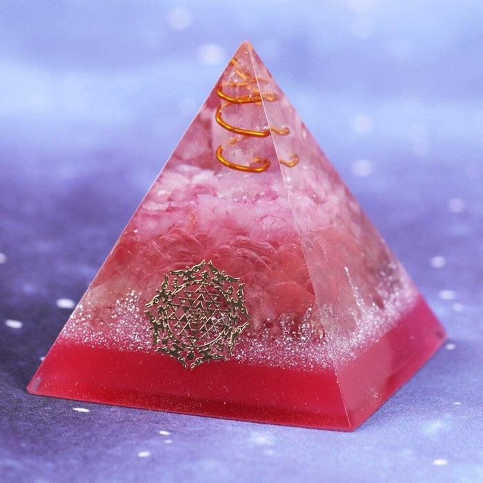 Rose Quartz Orgone Pyramid Energy Chakra Balancing Gemstone