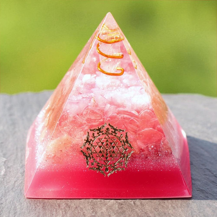 Rose Quartz Orgone Pyramid Energy Chakra Balancing Gemstone