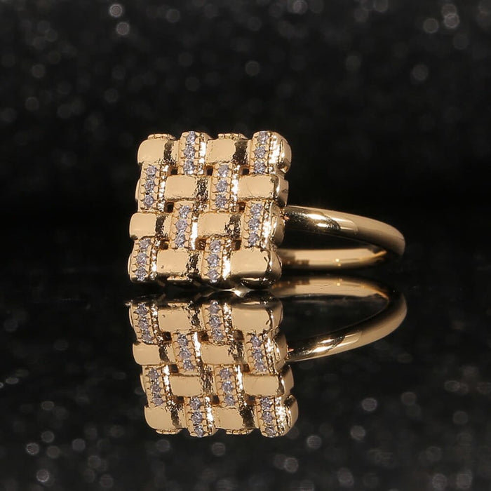 Rotatable Anti Stress Anxiety Rings 18k Gold Plated Square