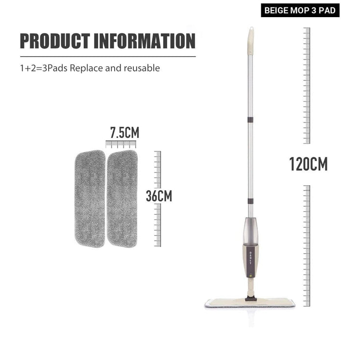 Rotating Spray Mop with Reusable Microfiber Pads for Floor