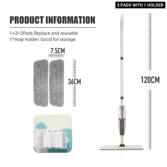 Rotating Spray Mop with Reusable Microfiber Pads for Floor