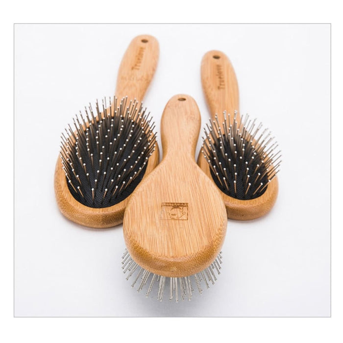 Round Comb with Bamboo Wood Handle for Pets