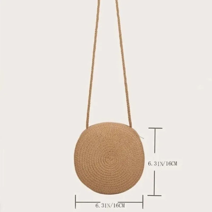 Round Crossbody Straw Bag for Women Minimalist Vocation
