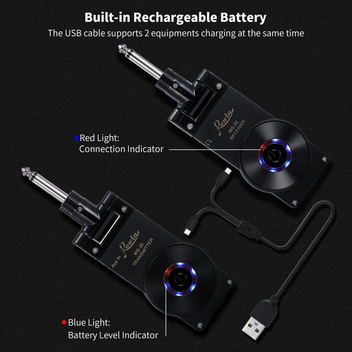 Rowin Ws-20 2.4g Wireless Guitar System Rechargeable