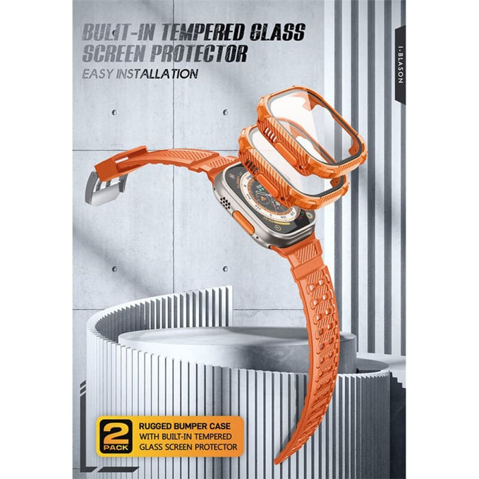 Rugged Durable Band with 2-pack Built-in Tempered Glass
