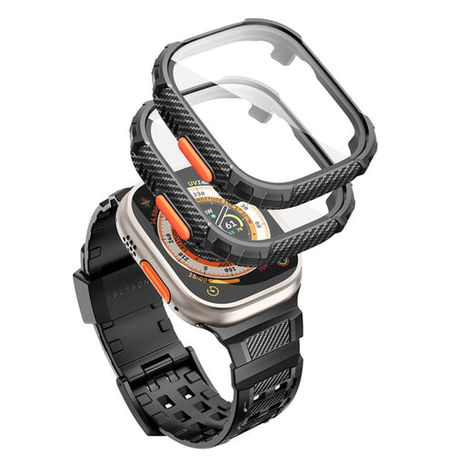 Rugged Durable Band with 2-pack Built-in Tempered Glass