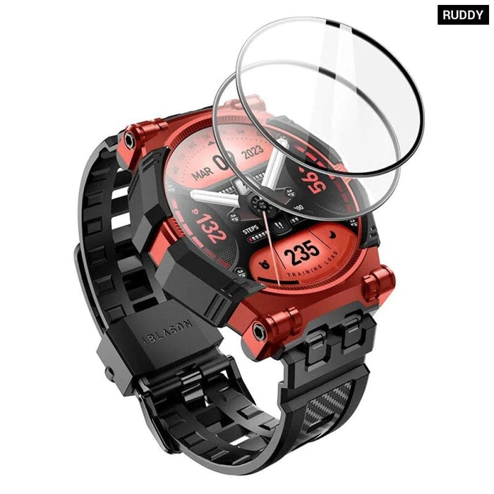 Rugged Durable Tpu Watch Band with 2-pack Tempered Glass