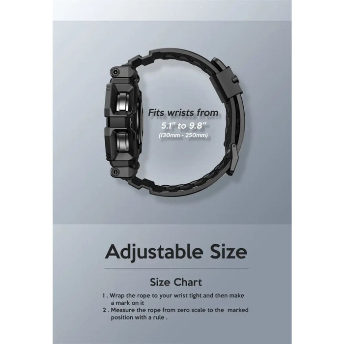 Rugged Tpu Watch Band With Tempered Glass Screen Protector