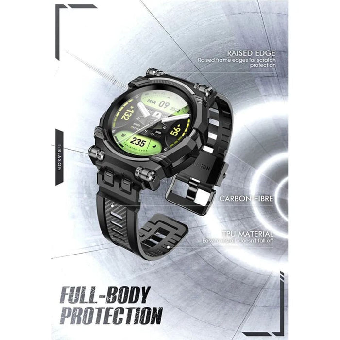 Rugged Tpu Watch Band With Tempered Glass Screen Protector