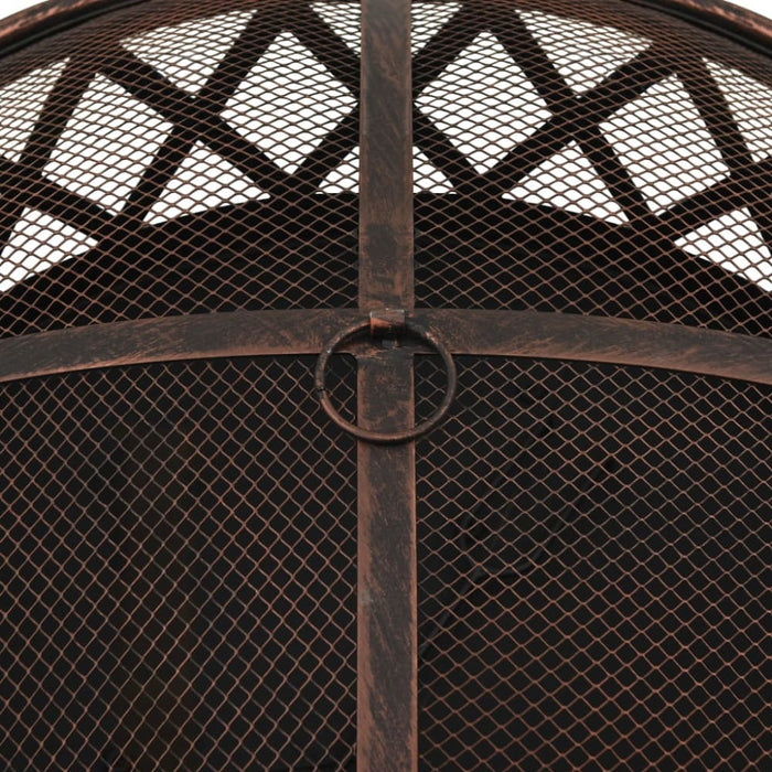 Rustic Fire Pit with Poker 76 Cm Xxl Steel Toonnp