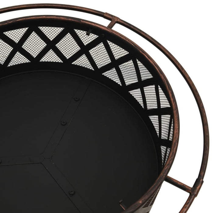 Rustic Fire Pit with Poker 76 Cm Xxl Steel Toonnp