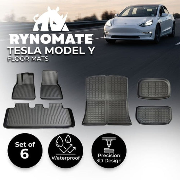Rynomate Set Of 6 Tesla Model y Floor Mats Black