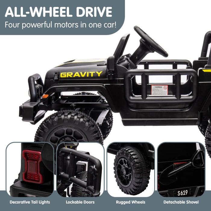 S619 Gravity Kids Electric Ride on Car - Black