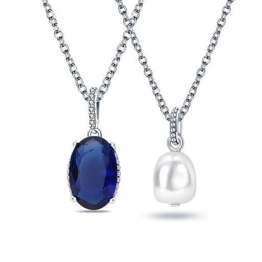 S925 Necklace For Women Silver Colour Blue Crystal Shell