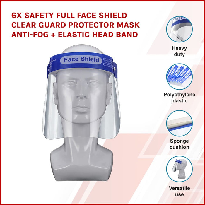 6x Safety Full Face Shield Clear Guard Protector Mask Anti
