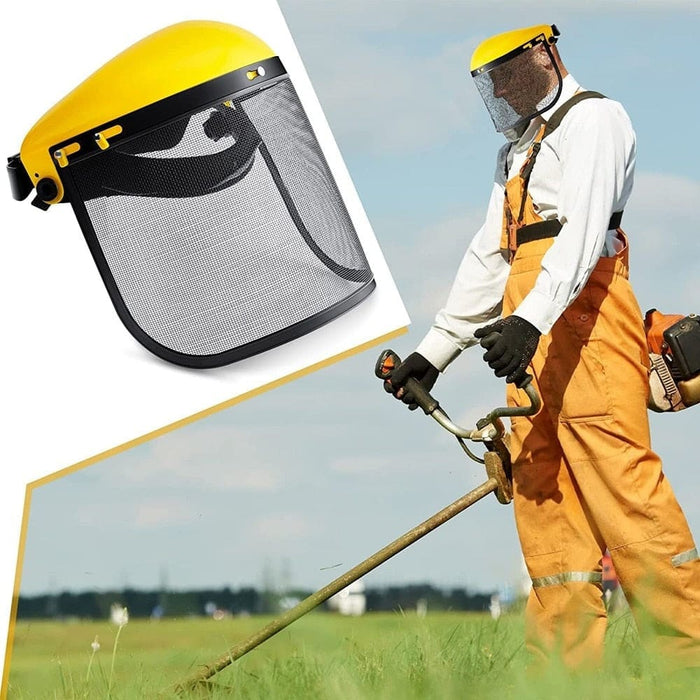 Safety Mask With Mesh Visor For Chainsaw Trimmer Pole Pruner