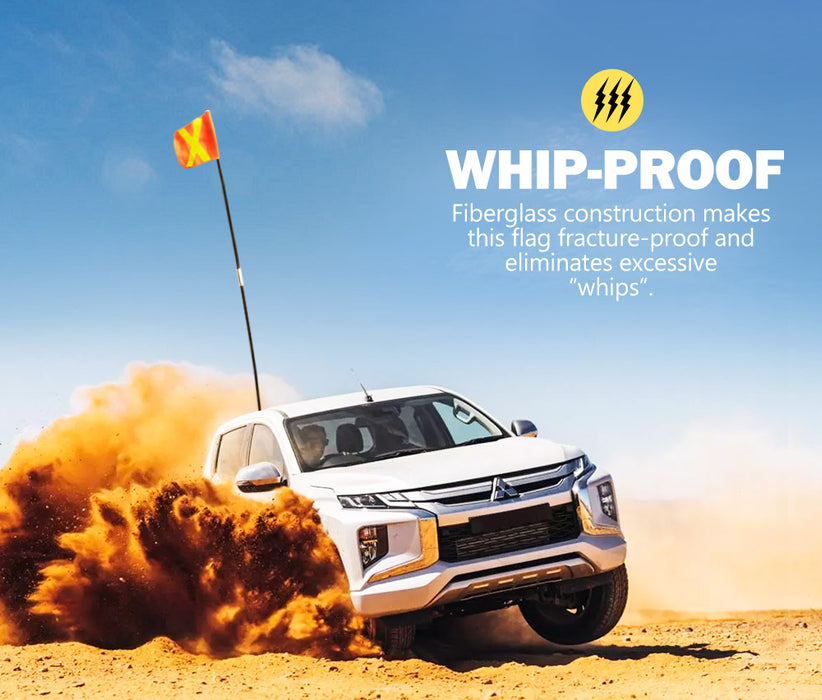 3X1M Recovery Sand Flag Safety Flag Simpson Desert Quick Connector Base