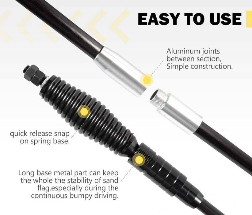 3X1M Recovery Sand Flag Safety Flag Simpson Desert Quick Connector Base