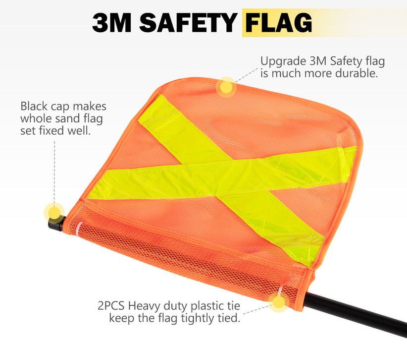 3X1M Recovery Sand Flag Safety Flag Simpson Desert Quick Connector Base