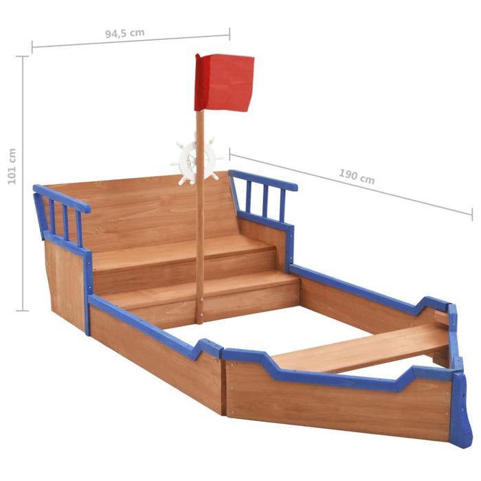 Sandbox Pirate Ship Firwood 190x94.5x101 Cm Kxoio