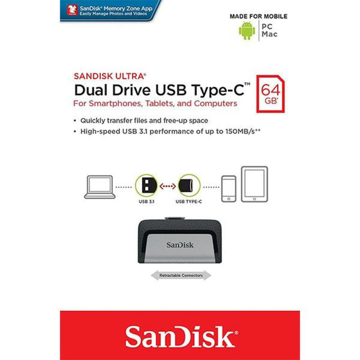 Sandisk Ultra 64gb Sdddc2 - 064g Dual Usb Drive Type - c 3.1