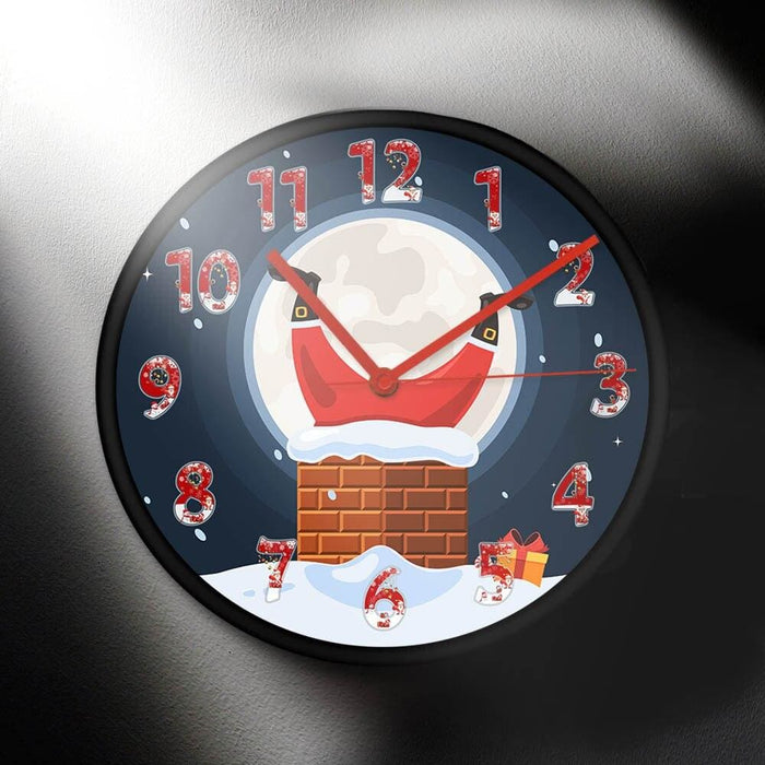 Santa Claus Stuck In Chimney Funny Wall Clock Christmas