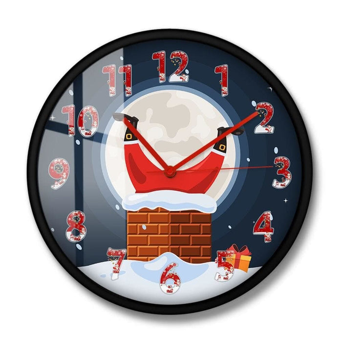 Santa Claus Stuck In Chimney Funny Wall Clock Christmas