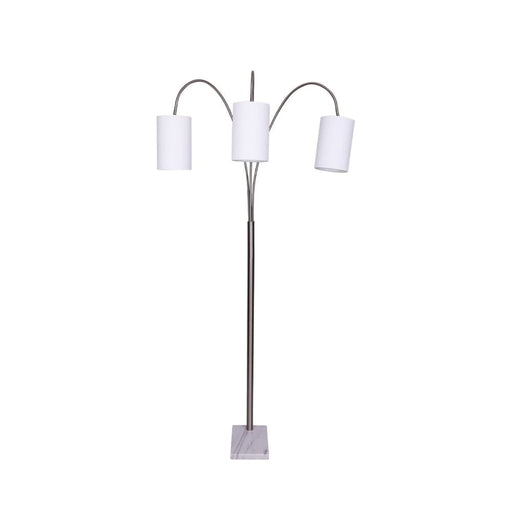 Sarantino 3-light Metal Arc Floor Lamp - Nickel & Marble