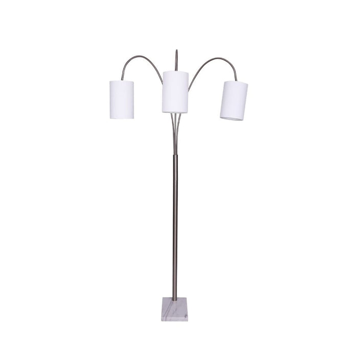Sarantino 3-light Metal Arc Floor Lamp - Nickel & Marble