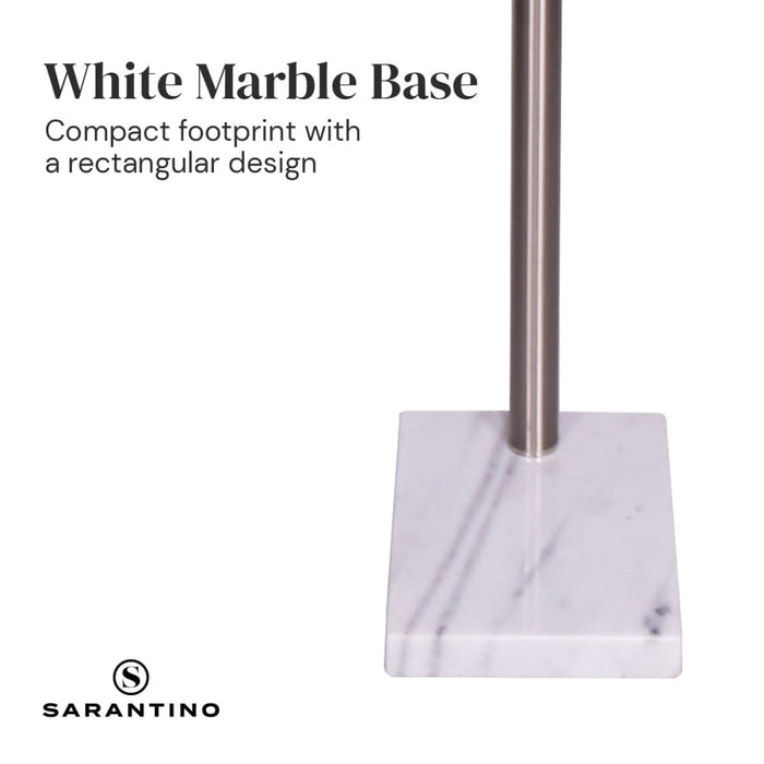 Sarantino 3-light Metal Arc Floor Lamp - Nickel & Marble