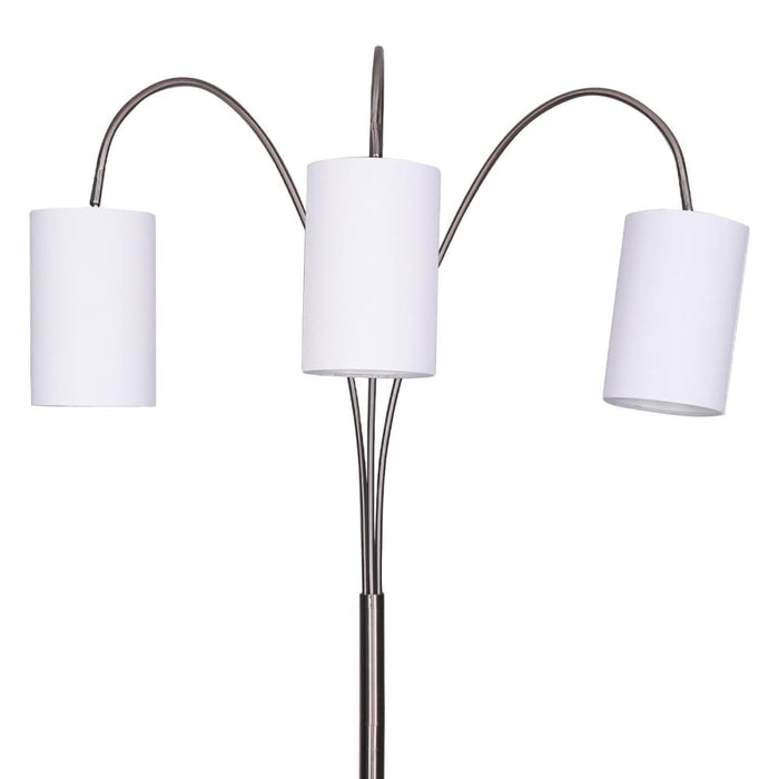 Sarantino 3-light Metal Arc Floor Lamp - Nickel & Marble