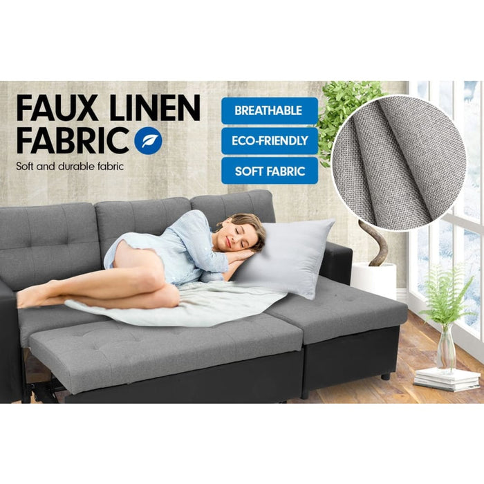 Sarantino 3-seater Corner Sofa Bed Storage Lounge Chaise