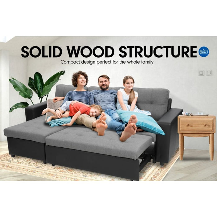 Sarantino 3-seater Corner Sofa Bed Storage Lounge Chaise