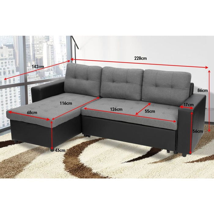 Sarantino 3-seater Corner Sofa Bed Storage Lounge Chaise