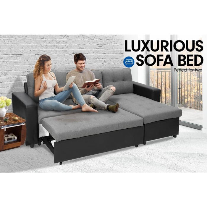 Sarantino 3-seater Corner Sofa Bed Storage Lounge Chaise