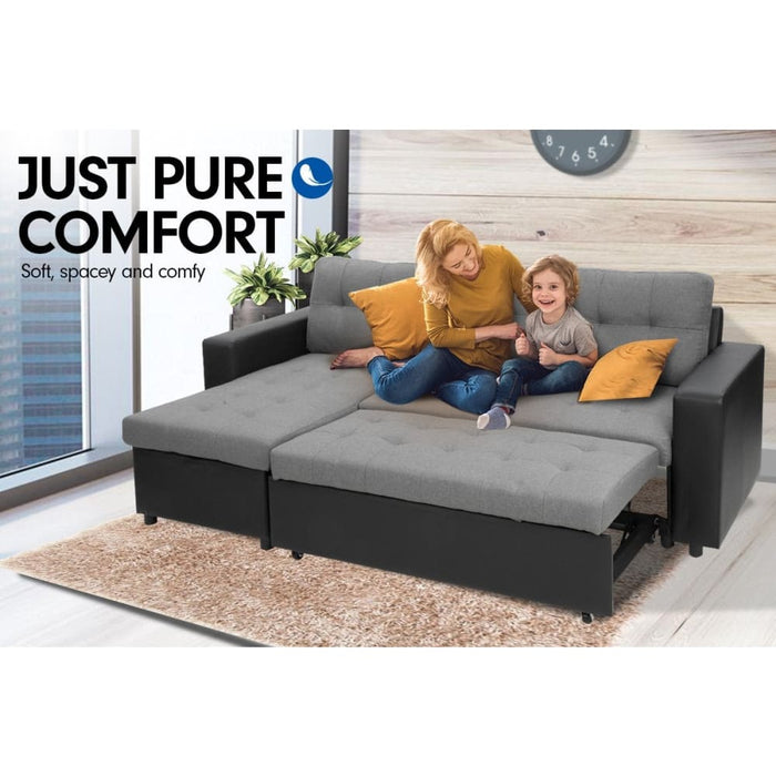 Sarantino 3-seater Corner Sofa Bed Storage Lounge Chaise