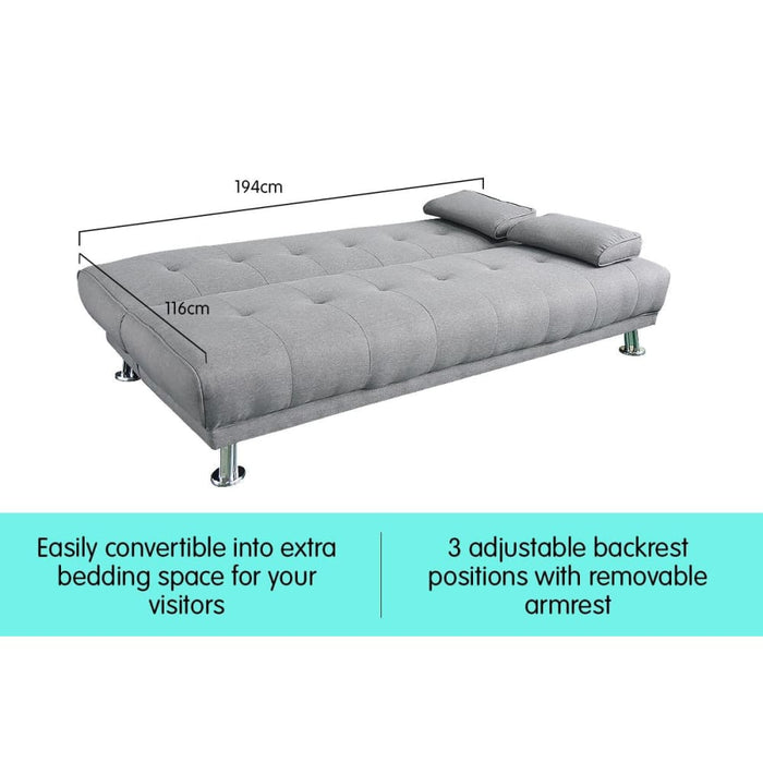 Sarantino 3 Seater Linen Sofa Bed Couch Lounge Futon