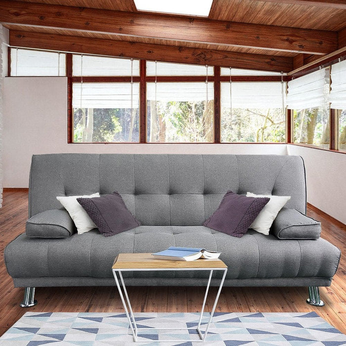 Sarantino 3 Seater Linen Sofa Bed Couch Lounge Futon