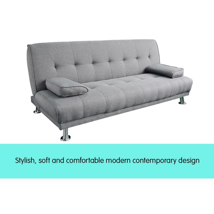 Sarantino 3 Seater Linen Sofa Bed Couch Lounge Futon
