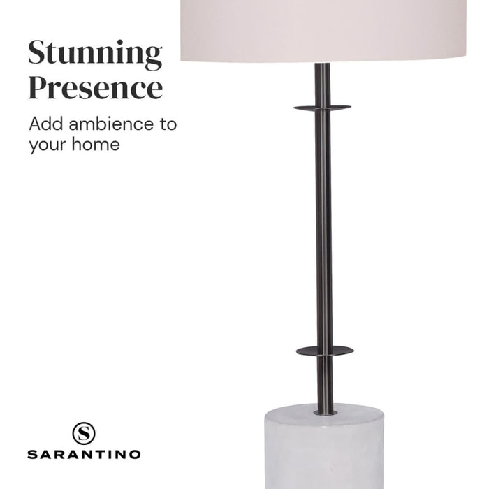 Sarantino Concrete & Metal Table Lamp with Off-white Linen