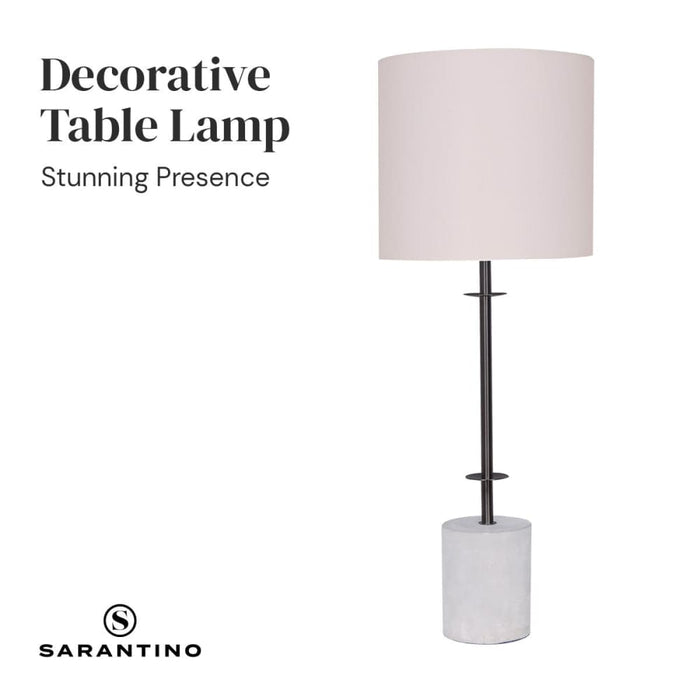 Sarantino Concrete & Metal Table Lamp with Off-white Linen