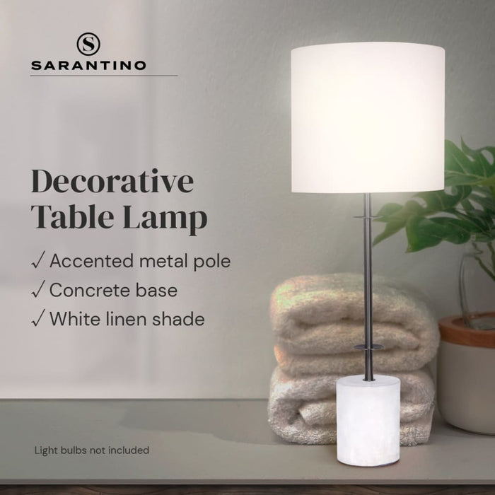 Sarantino Concrete & Metal Table Lamp with Off-white Linen
